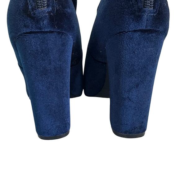 Steve Madden Brisk Blue Velvet Ankle Boots Block Heel 6 - Picture 6 of 10